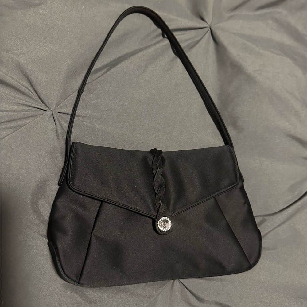 Ann Taylor Loft black evening bag. Beautiful crystal detail.